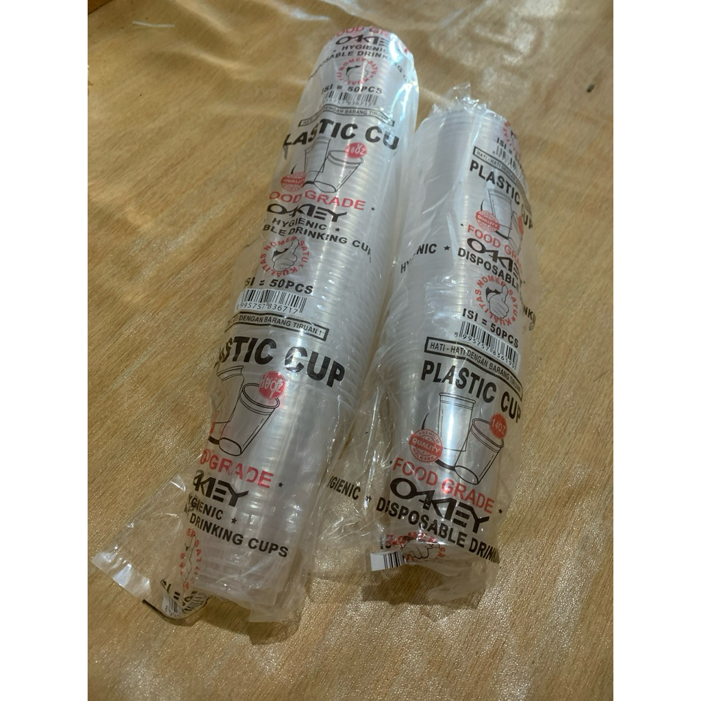 Gelas Oakey 14 16 22 Polos 22 Motif / Gelas Cup Plastik Datar Jumbo Es Teh Es Campur Es Doger Prakti