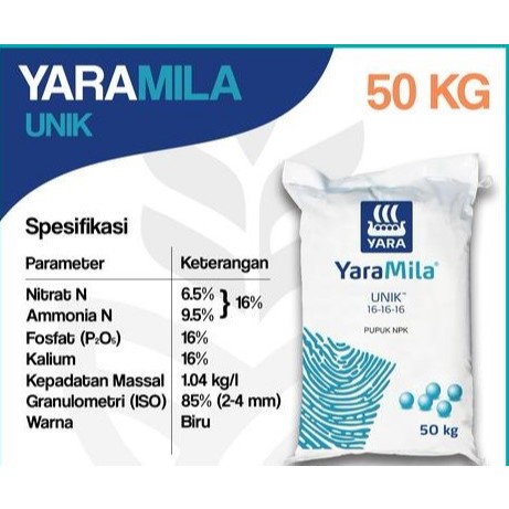 Pupuk NPK 16-16-16 YARAMILA 50kg - Pupuk Tanaman Bunga Sayuran Buah Perkebunan Serbaguna