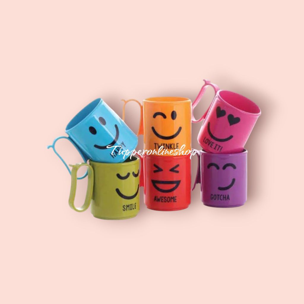 Emoticon mug tupperware / mug smile tupperware