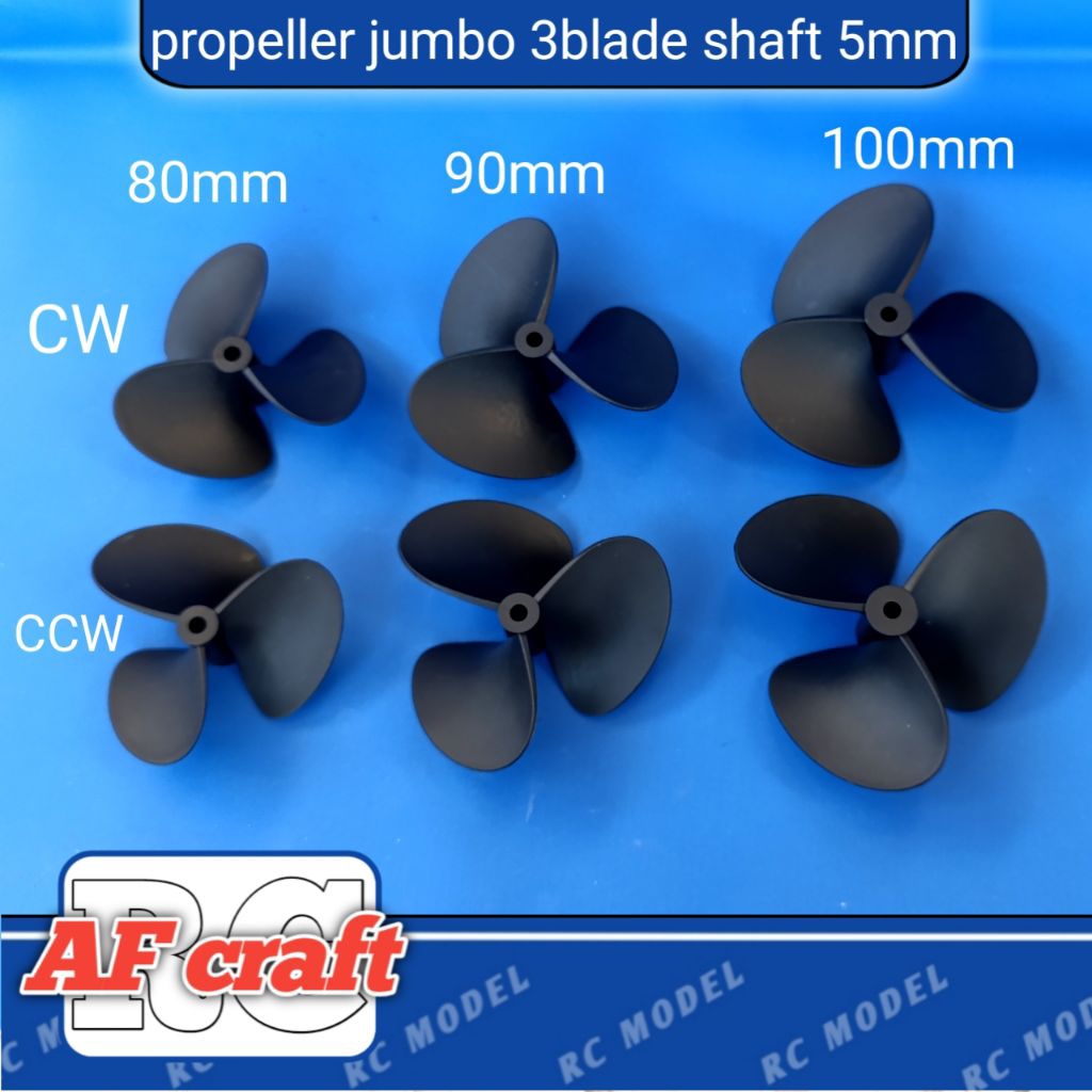 propeller jumbo 3blade 90.80.100mm shaft 5mm for RC boat
