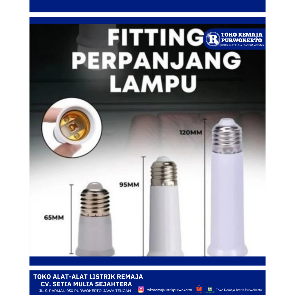 Fitting Perpanjangan E27 65 mm | 95 mm - Mikawa