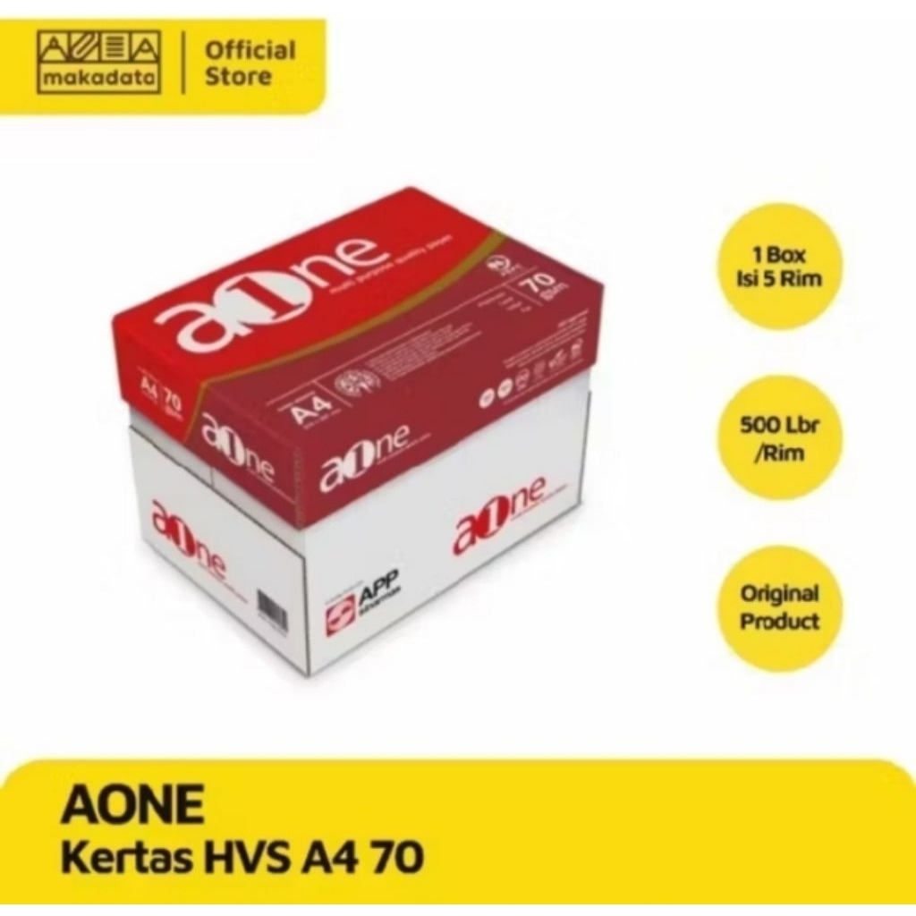 

Kertas HVS A4 Aone 70gsm 1Dus (5rim) khusus sameday