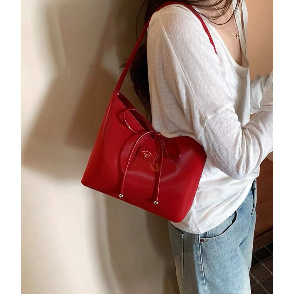 Tas Wanita Fashion Chio 2nd Red Cherry Bow Bucket