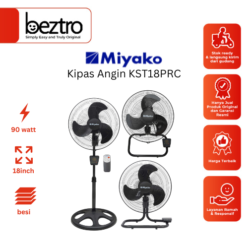 Kipas Angin Miyako KST-182 PRC / Stand / Wall / Floor Fan 3In1 include Remote KST182PRC