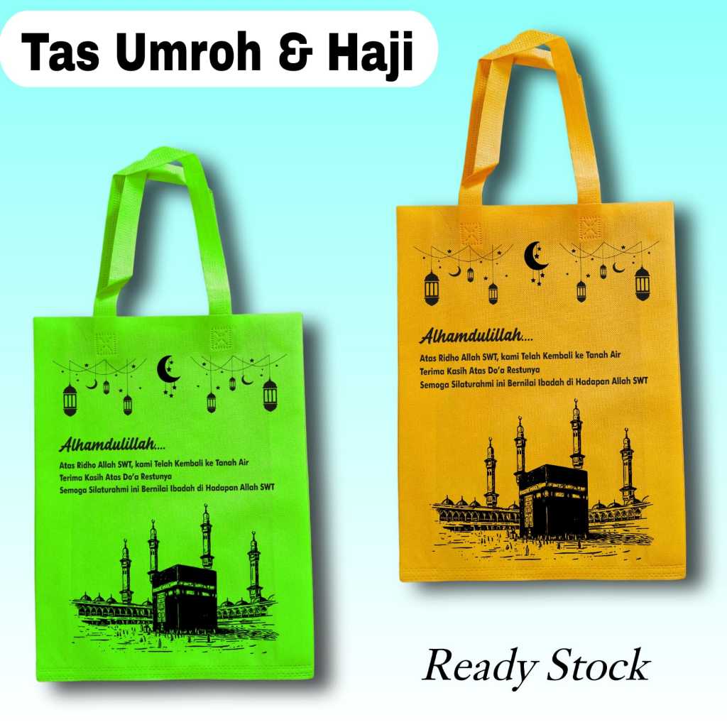 

(isi 12 PCS) Goodie Bag Tas Souvenir Haji & Umroh Ukuran 30x40 ] BISA PILIH WARNA