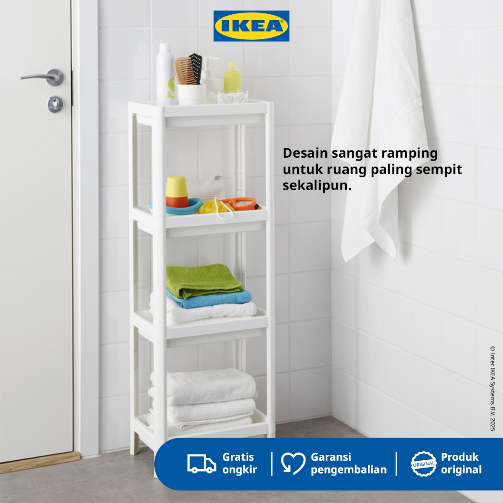 IKEA VESKEN Rak Kamar Mandi 4 Susun Minimalis 37x23x101 cm - Putih