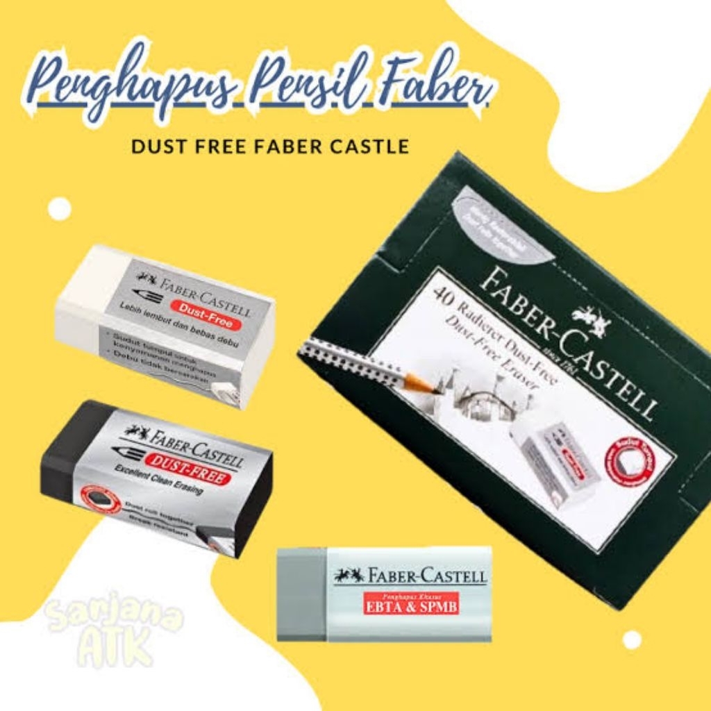 

FABER CASTELL PENCIL ERASER PENGHAPUS PENSIL HITAM PUTIH ABU BESAR SEDANG KECIL