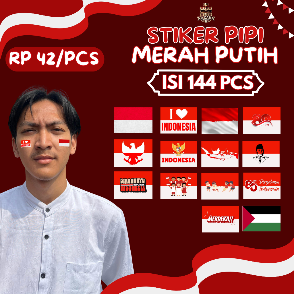 

(Isi 144 Pcs) Stiker Pipi Bendera Merah Putih Chromo l Kemerdekaan HUT Republik Indonesia 17 Agustus