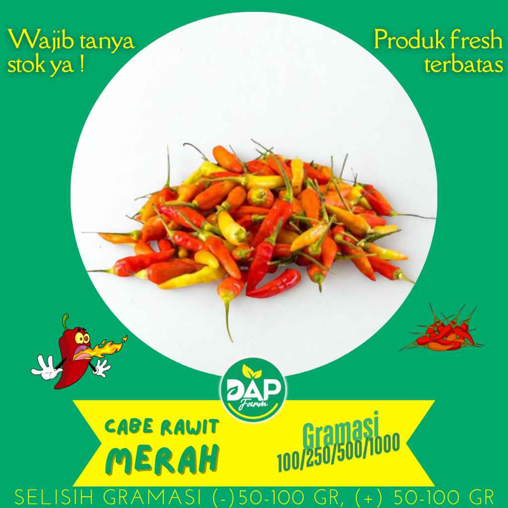 

Cabai Rawit Merah / Cabe Rawit / DAP / Sayur Jakarta