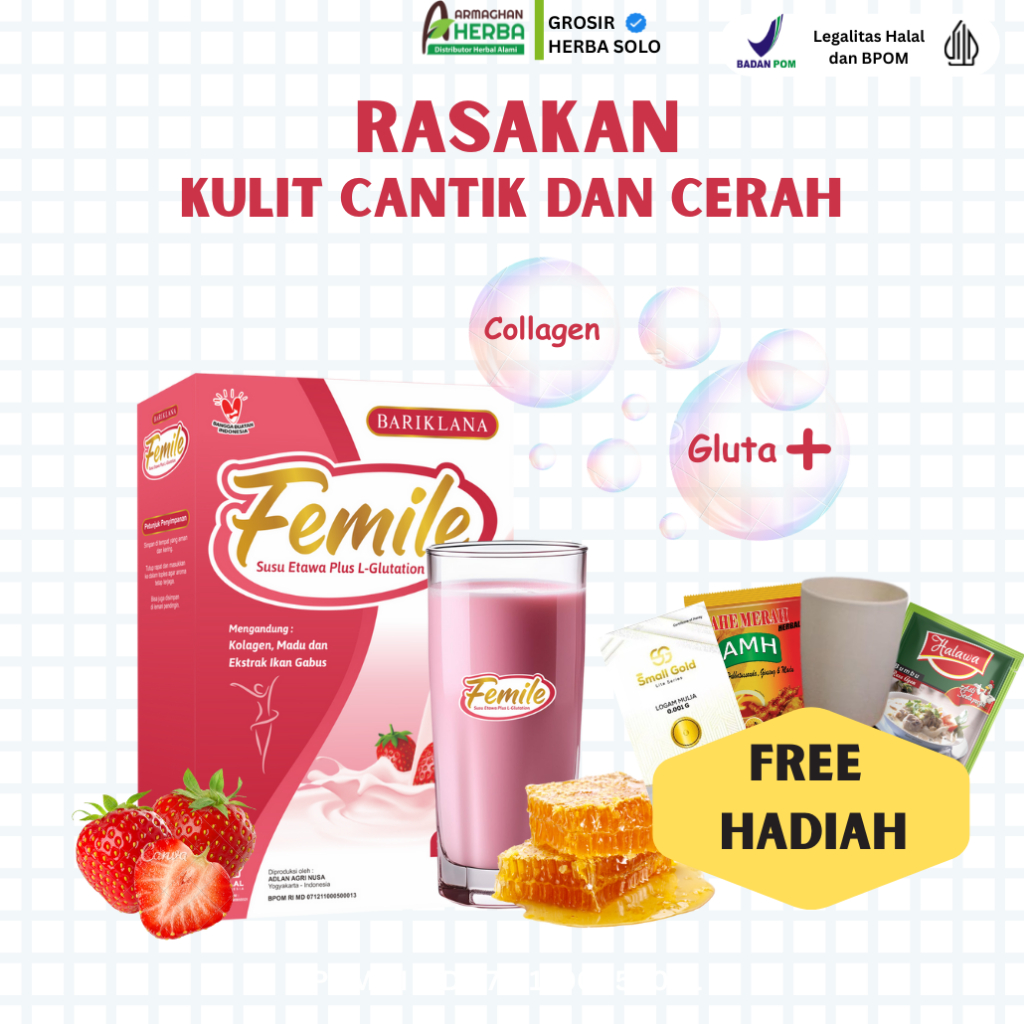 

[ BISA COD + GARANSI ] [ GRATIS HADIAH ] FEMILE Susu Etawa Plus L-Gluthatione dan Kolagen | Susu Etawa untuk Kecantikan