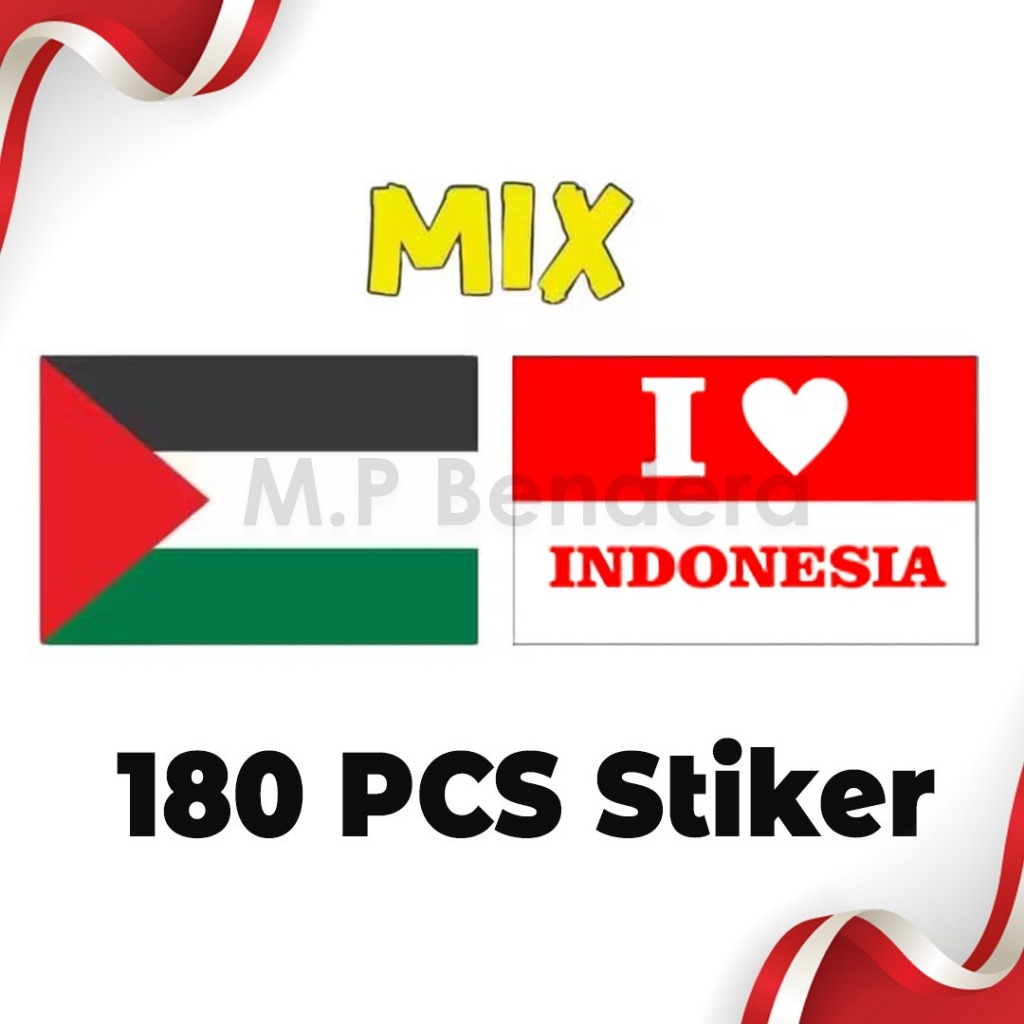 

90 Pcs Stiker Pipi I Love Indonesia / 90 Pcs Stiker Pipi Palestina Dengan 5 Variasi Model Yang Berbeda