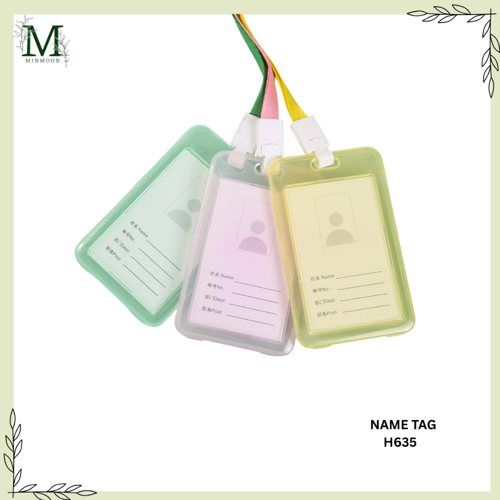 

MINMOON - NAME TAG ID CARD TRANSPARAN H635 GANTUNGAN KARTU NAMA PLASTIK VERTICAL LAYARD POTRAIT MOTIF POLOS TANDA PENGENAL BENING HORIZONTAL