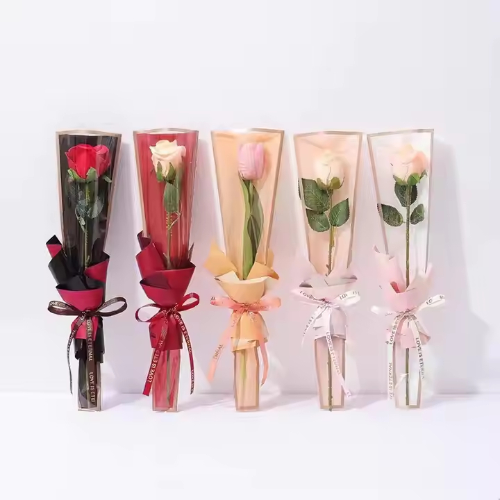 

Plastik Pembungkus 45 CM Bunga Tangkai Flower Sleeve Single Rose OPP List Gold Kantong Buket
