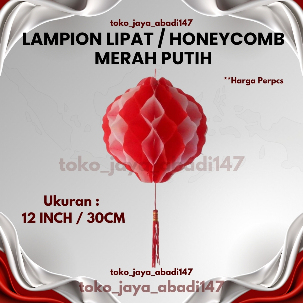 LAMPION HONEYCOMB MERAH PUTIH 17 AGUSTUS HUT RI / LAMPION GANTUNG HIASAN 17 AGUSTUS / LAMPION MERAH 