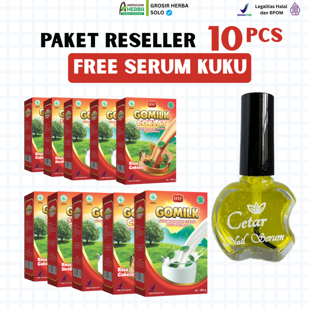

[PAKET RESELLER] [GRATIS HADIAH][BELI 8 GRATIS 2] [EXPIRED LAMA] Susu Kambing GOMILK 200 gr GARANSI Produk Original