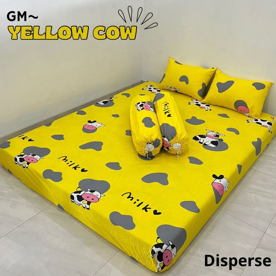 Sprei Homemade Murah Berkualitas Motif Cow Kuning Set Sarban Sargul