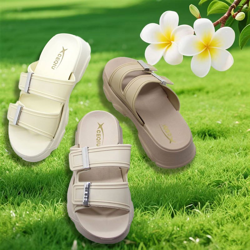 Sandal Wanita Kekinian Sandal Selop Wanita Karet Sandal Wanita Terbaru 2025 Anti Slip Sandal Flat Wa