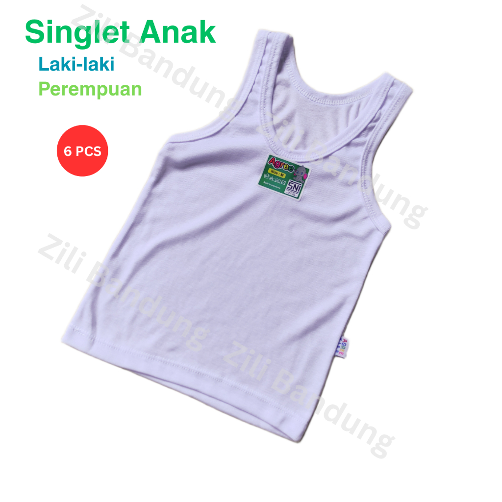 AGREE Kaos Singlet Anak Laki Perempuan Putih Polos