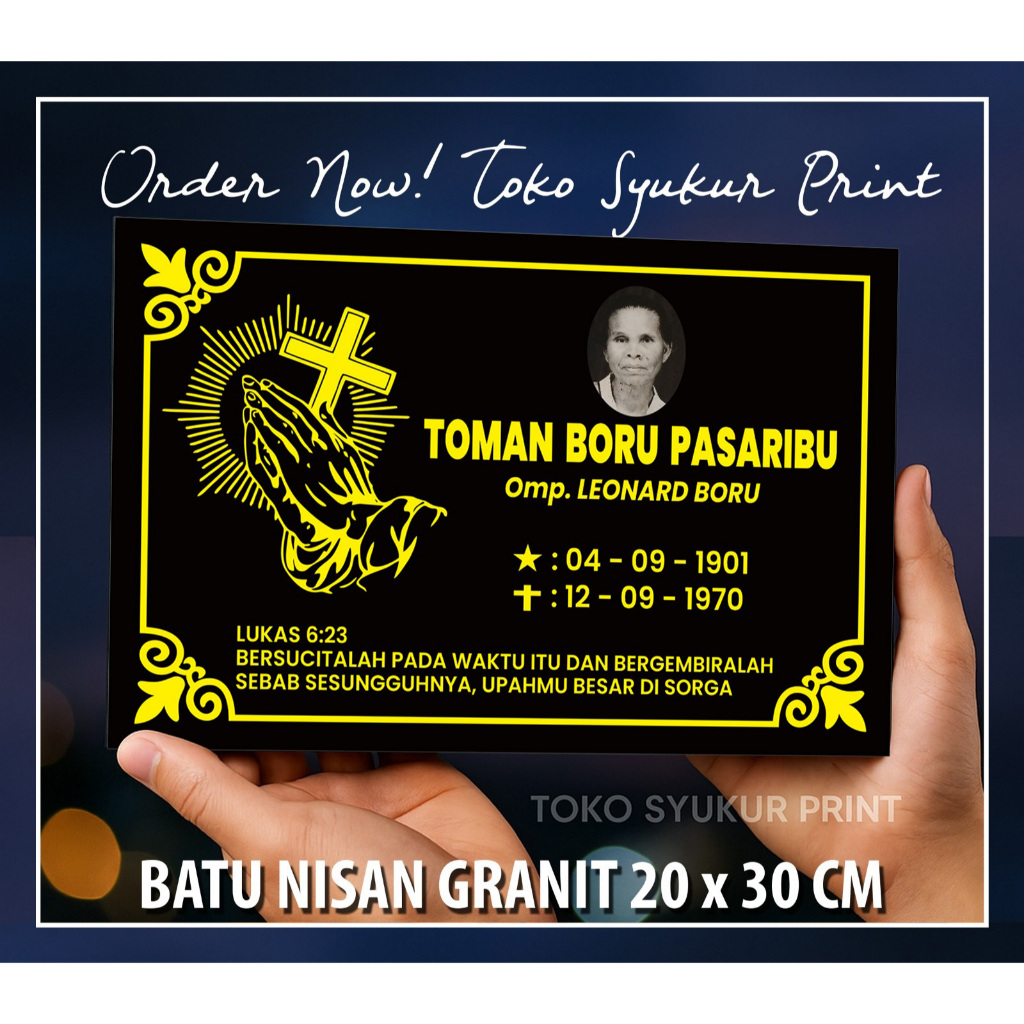 BATU NISAN KRISTEN 20 X 30 BAHAN GRANIT