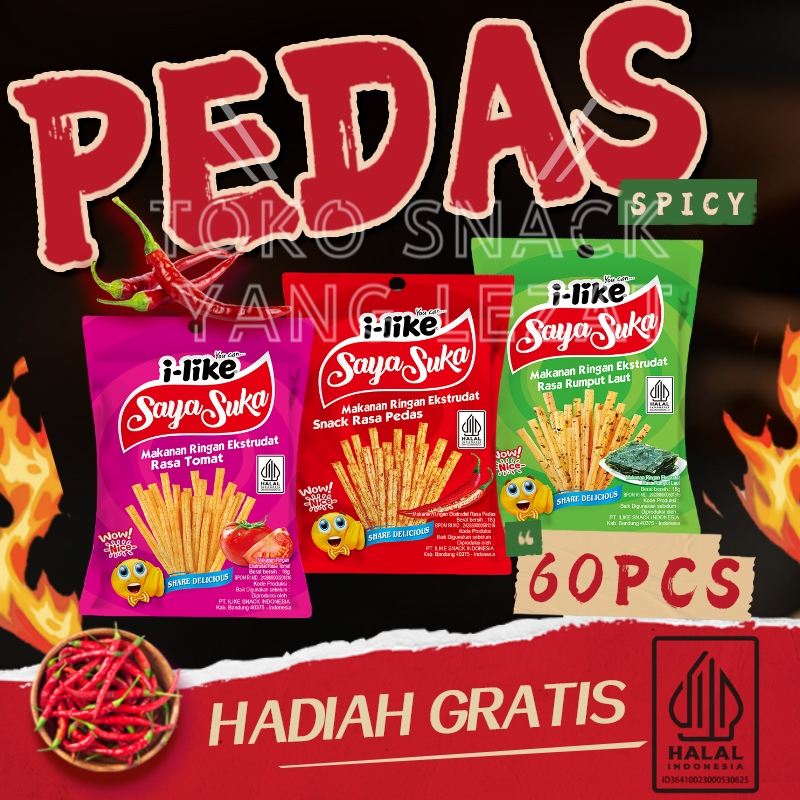 

Ini 60 Pcs Cemilan Pedas Vegetarian Latiaoou Halal Pedas Spicy Snack Cemilan Pedas Dan Manis Renyah Dengan Rasa Pedas Manis