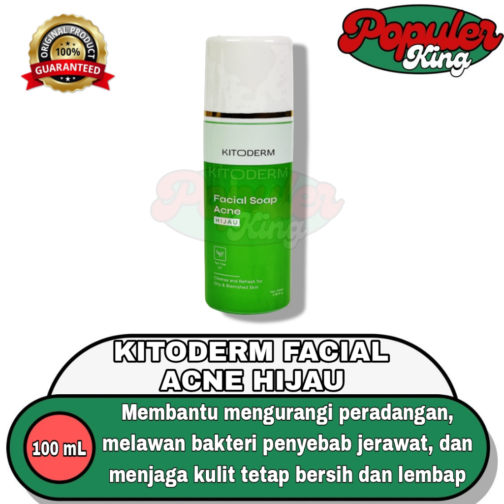 Kitoderm Facial Acne HIJAU 100ml Original / Sabun Wajah Kulit Berjerawat