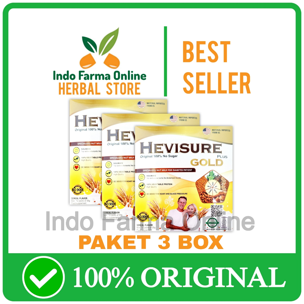 

3 Box Hevisure Gold Plus Susu Diabetes Kencing Manis Menurunkan Kadar Gula Darah Import USA Original Asli