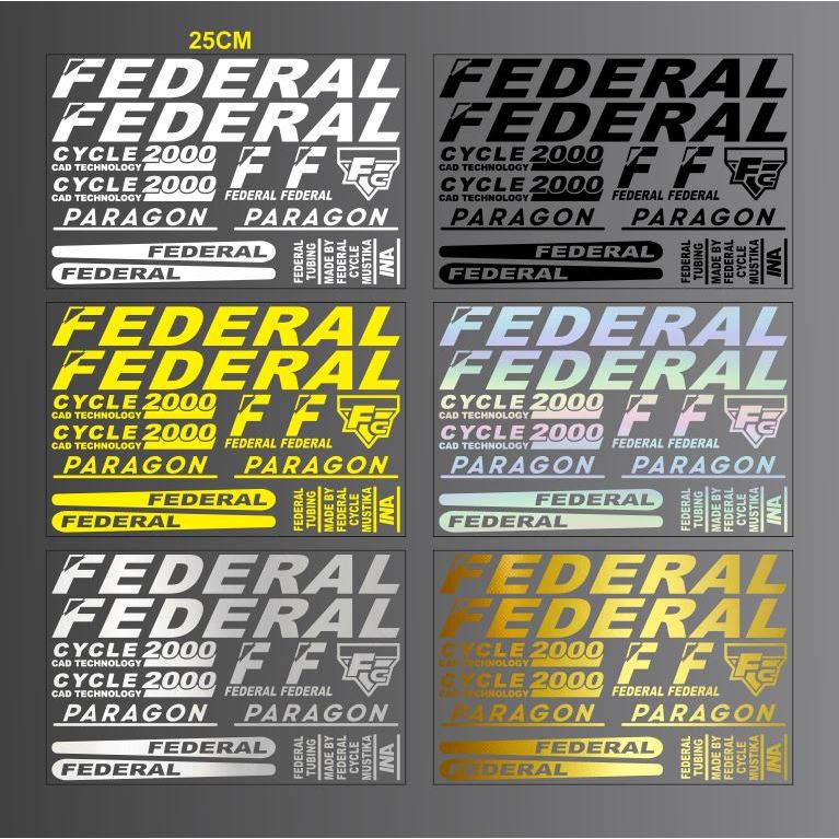 Cutting Sticker FEDERAL PARAGON Stiker Sepeda MTB Bike 1Set 25Cm