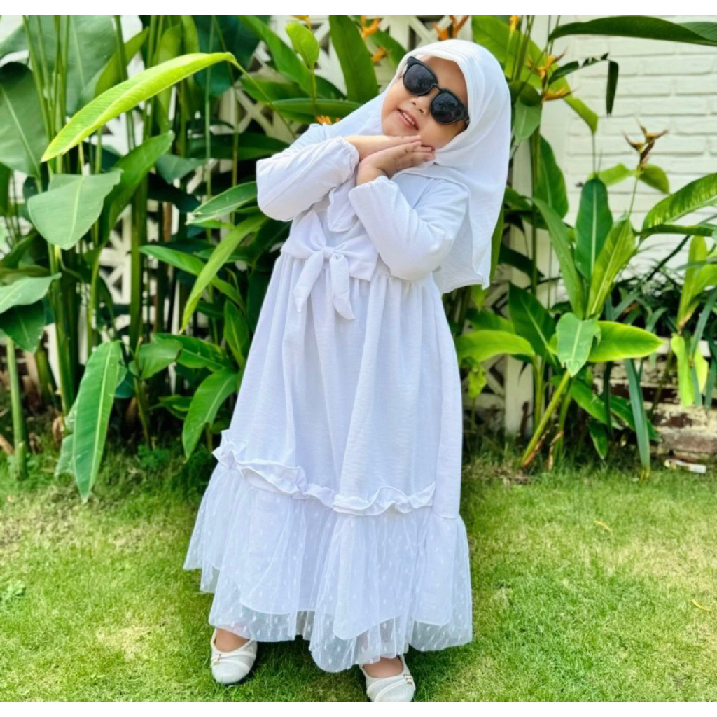 Gamis Manasik Haji anak Set Hijab | Gamis Anak Putih| Pusat Gamis Anak Termurah