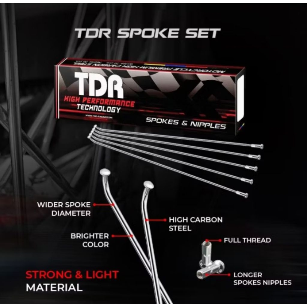 Ruji TDR Chrome Ring 17 | Spoke Set High Performance – Ukuran Lengkap
