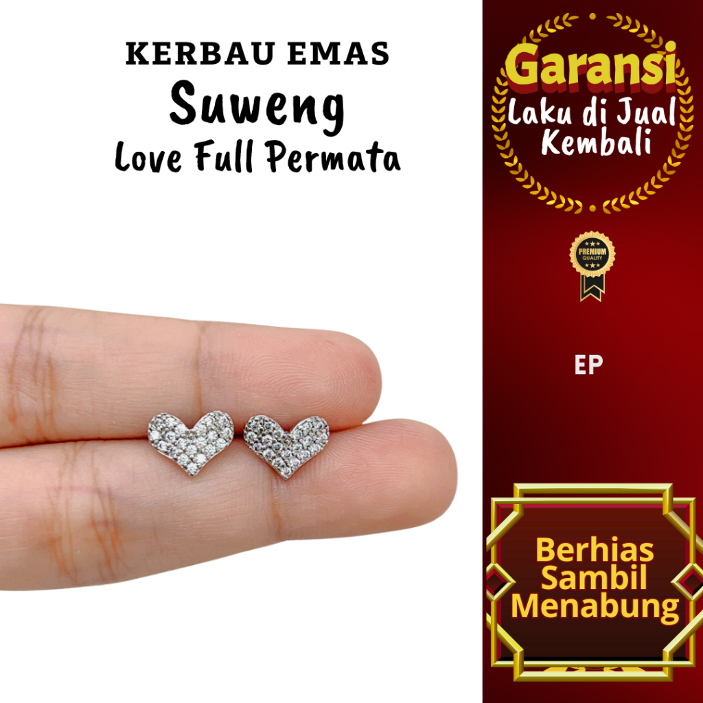 S 1024 Kerbau Emas Suweng Love Full Permata Warna Emas Putih