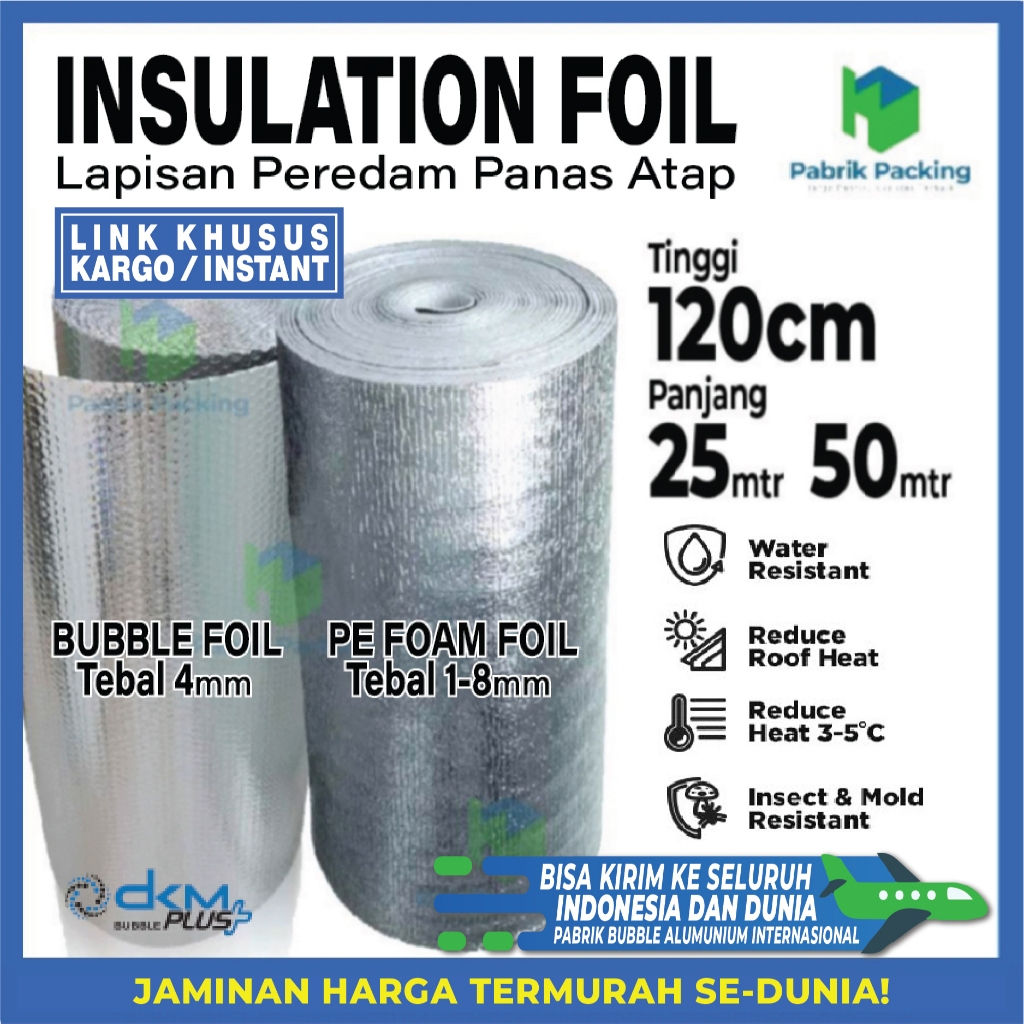 

Alumunium Foil Bubble | Insulasi Atap | Peredam Panas Atap Roll Kargo / Instant