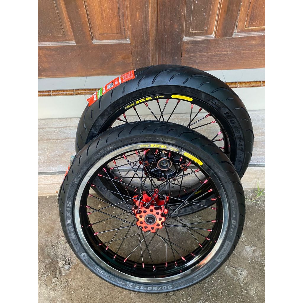 Paket Velg Semi Cacing CRF 215/250 Ban Maxxis Ring 17 Custome Takasago Excel Asia Murah