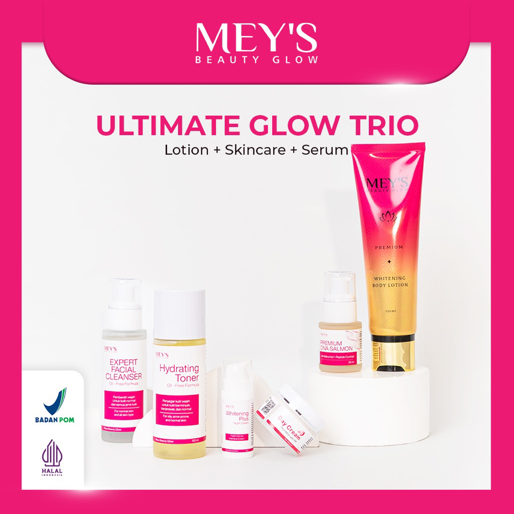 ULTIMATE GLOW TRIO - WHITENING BODY LOTION + SKINCARE + SERUM DNA SALMON MEY'S BEAUTY GLOW