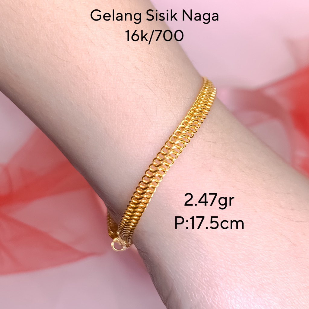 Gelang Emas Rantai Sisik Naga Hermess Paperlina Gelang Paperclip Fancy Emas Terbaru‼️Emas Kadar 700