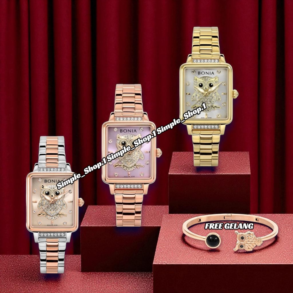 Original 100% Jam Tangan Wanita Bonia B10745 B10550 OWL EDISION Free Gift Gelang Gransi Resmi