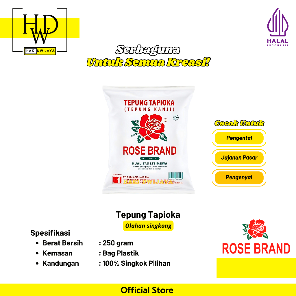 

[250gr] Rose Brand Tepung Tapioka Kanji Murni dari Singkong Pilihan Kenyal & Lembut