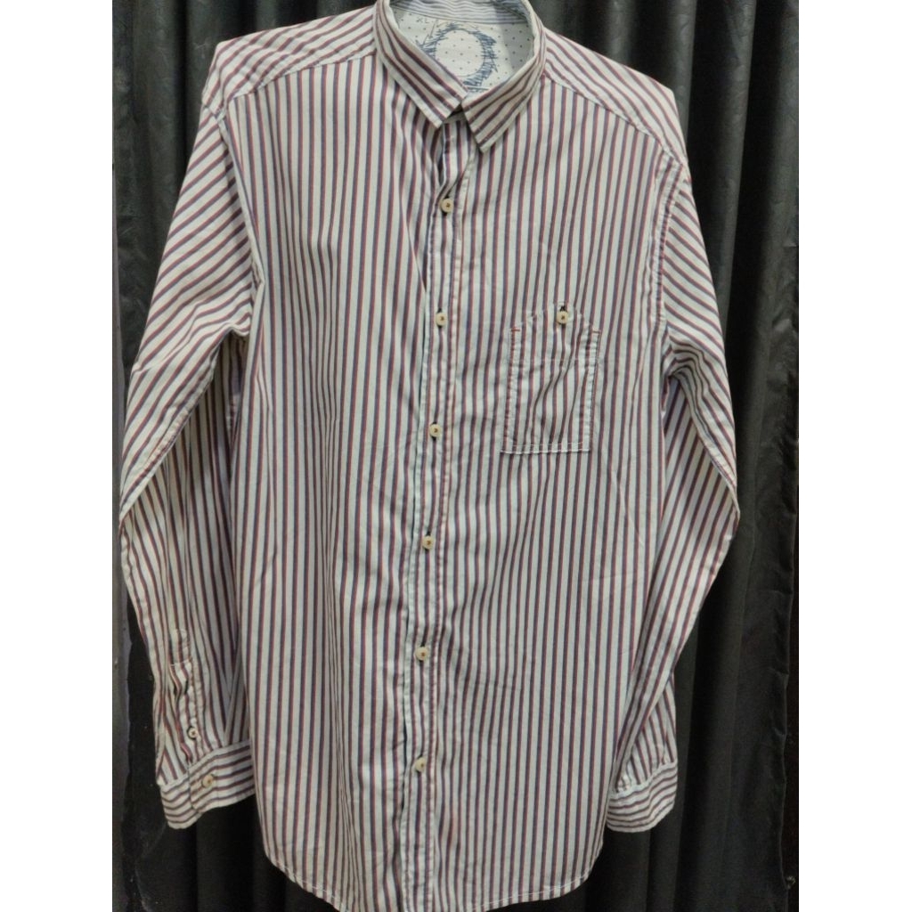 Kemeja Pria Lengan Panjang Salur