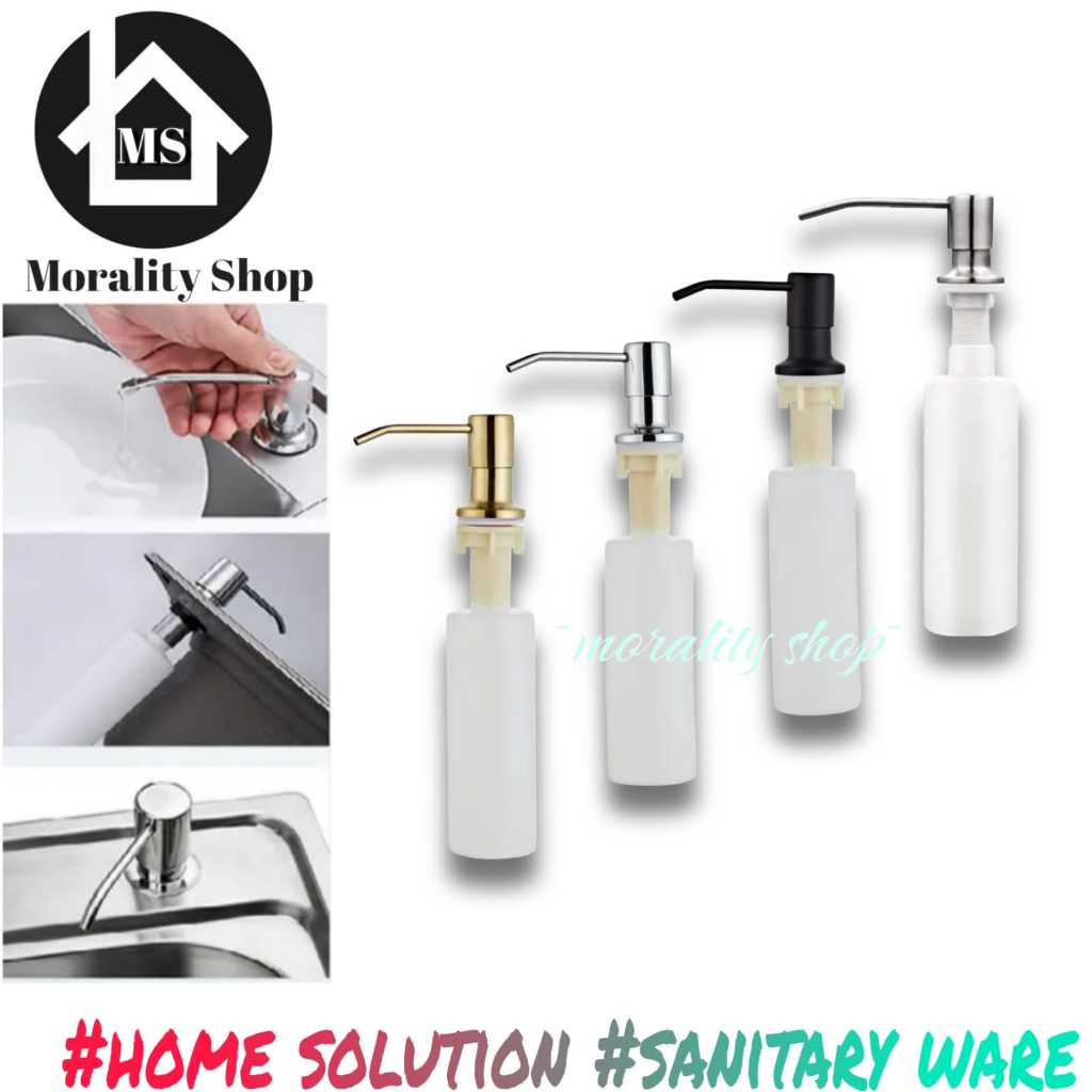 tempat dispenser sabun cair tanam bak wastafel cuci piring stainless hitam black gold emas murah