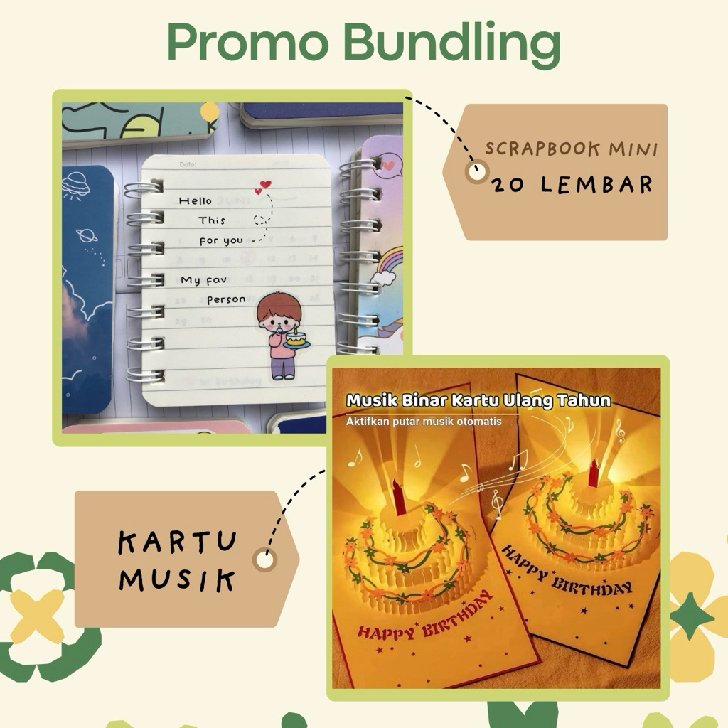 

Bundling Scrapbook Tulis + Kartu Ucapan Pop Up 3D Musik