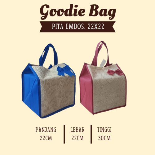 

Tas Spunbond Box Pita Embos uk 22x22 Model Baru isi 12 pcs