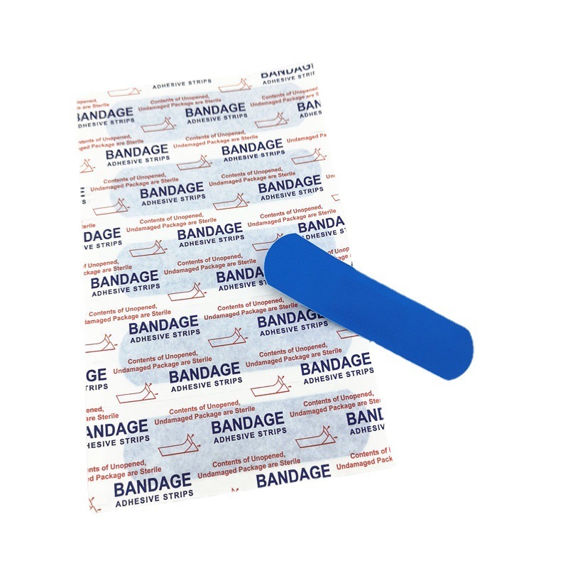 OneKlik - 100 Pcs/Set Perban Anti Air Luka Jahitan Band Aid Band Pe Biru Perban Terdeteksi Logam