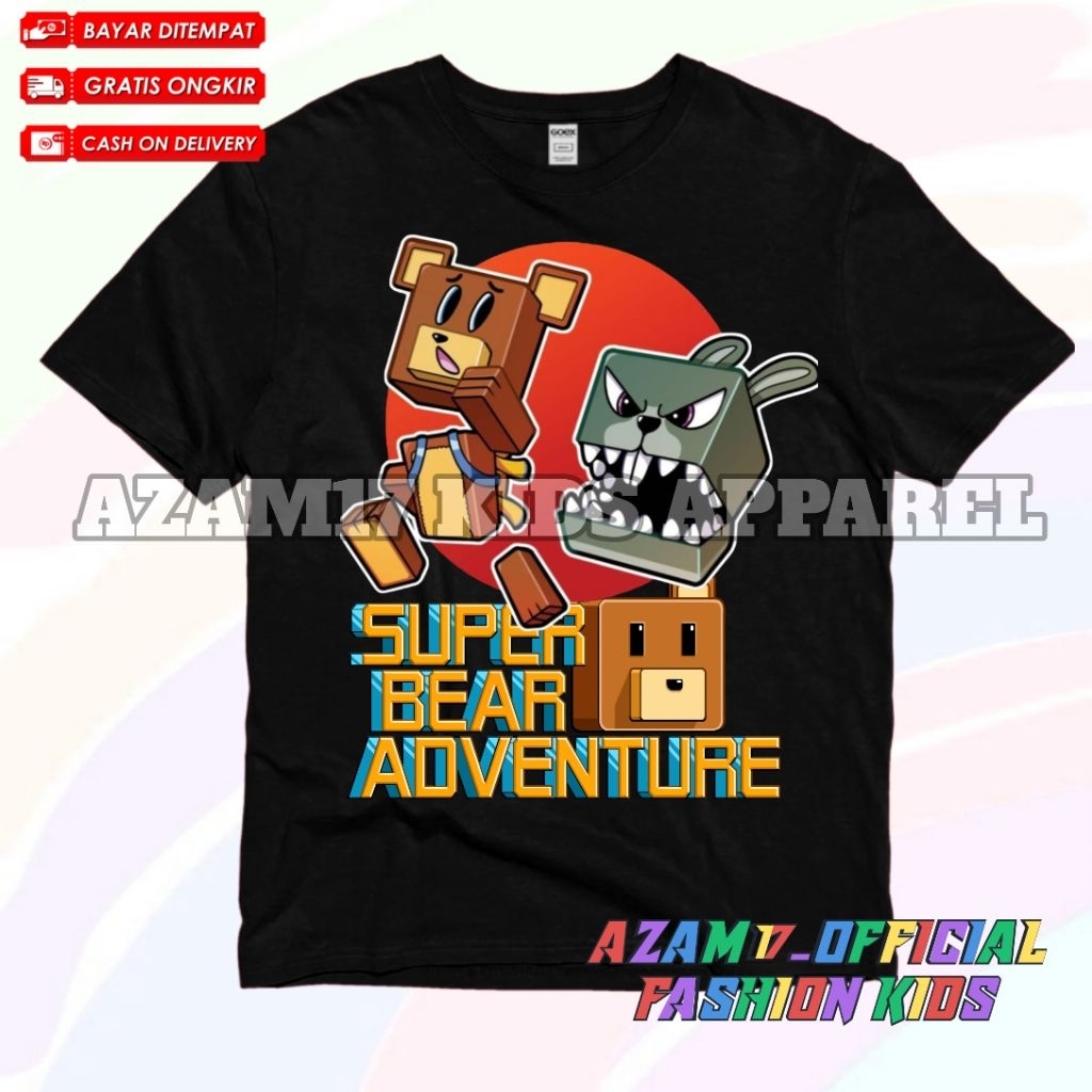 KAOS BAJU ANAK SUPER BEAR ADVENTURE FREE NAMA / KAOS TSHIRT ANAK GAME SUPER BEAR ADVENTURE TERBARU