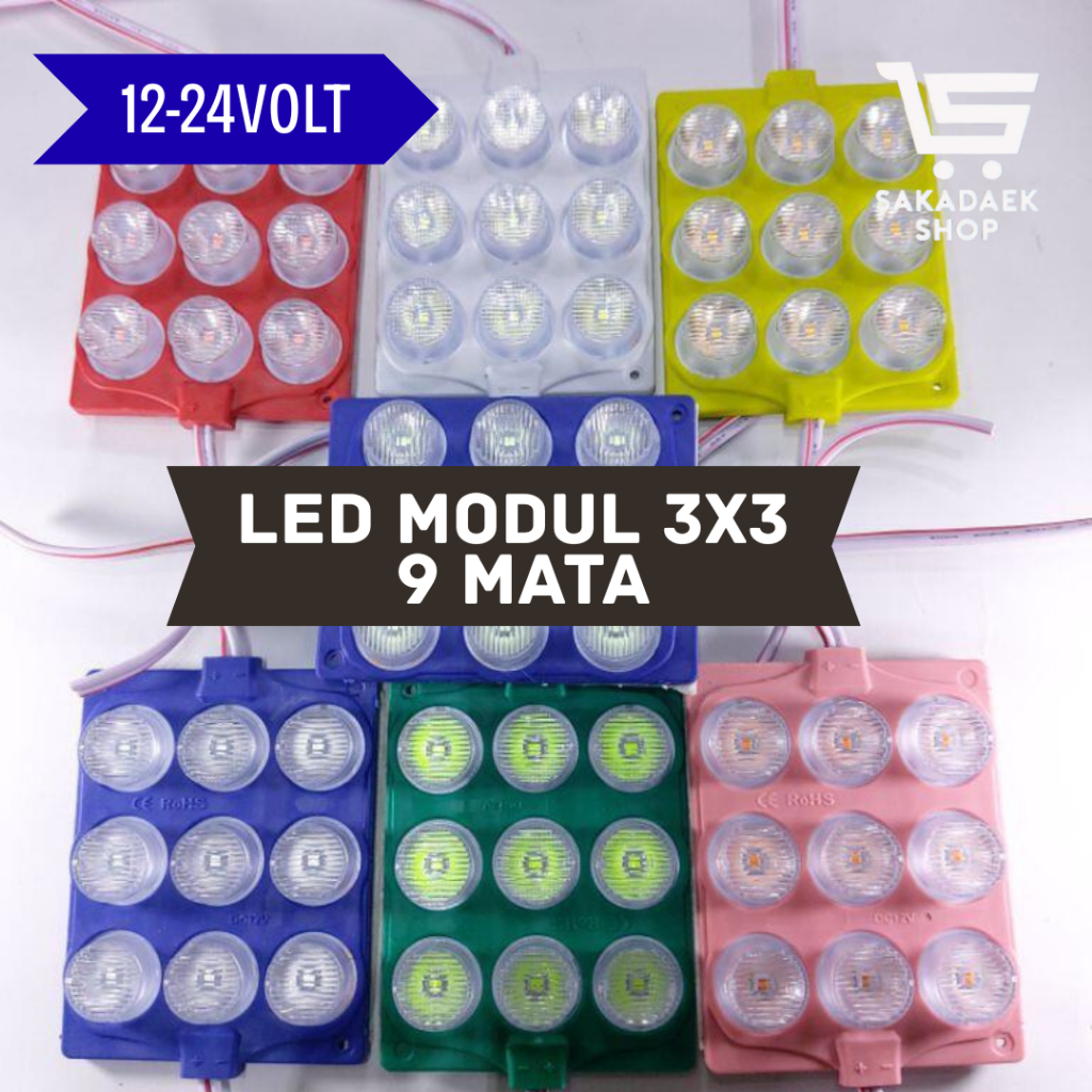 Led Modul Kolong (3x3) 9 Mata 12/24V Universal Motor Mobil Truk Bus