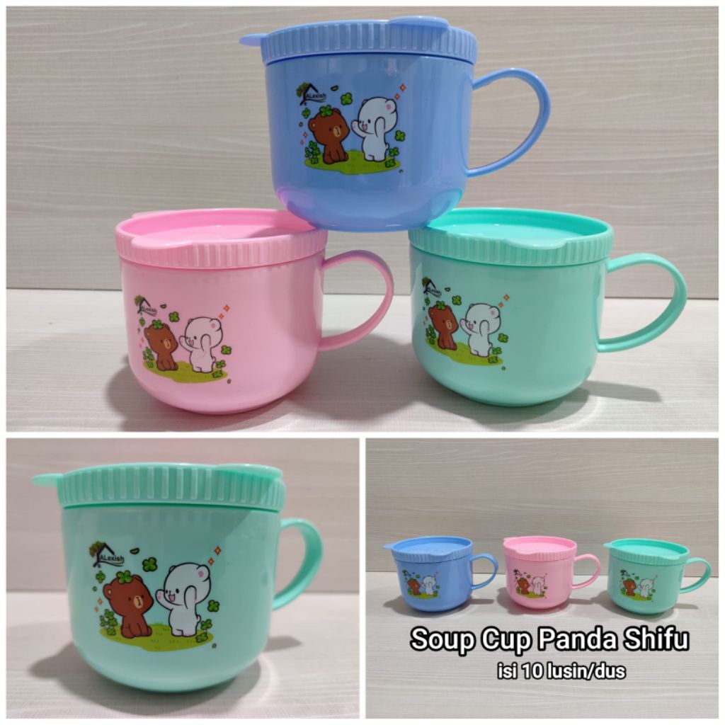 Cangkir sup cangkir minum tutup plastik shifu alexish