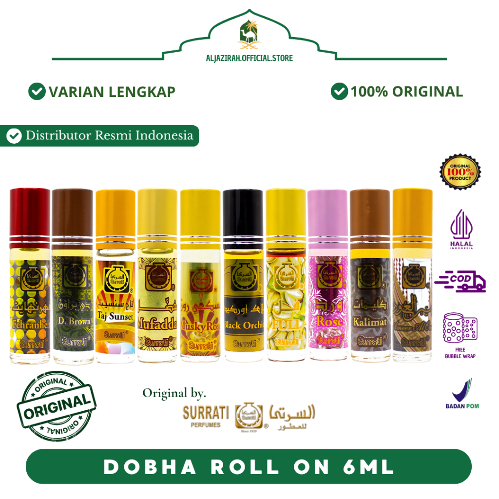 Parfum Surrati 6ml Roll on All Varian | Alcohol Free | Parfum Arab