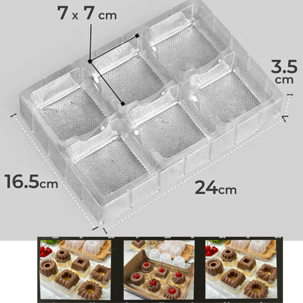 10pcs Mika Puding Sekat 6 Mika Puding Mini Sekat 6 Mika Mochi Mika Tray Sekat 6