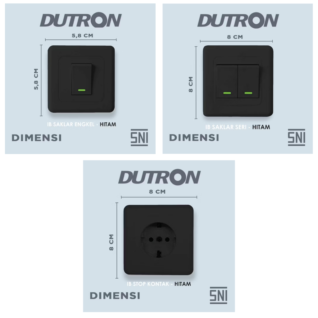 Dutron IB Saklar Engkel Hitam / IB Saklar Seri Hitam / IB Stop Kontak Arde Hitam