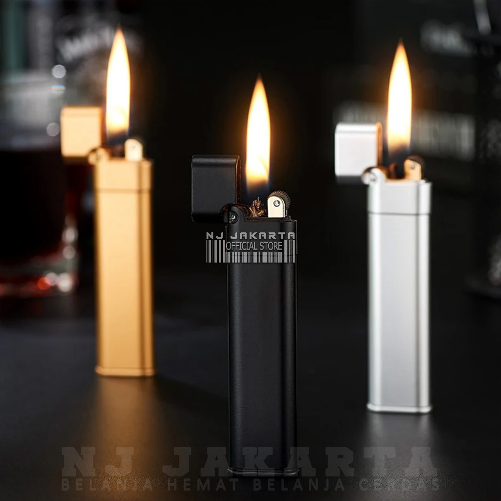 Mancis korek api Slim klasik sumbu minyak vintage oil lighter Full Metal