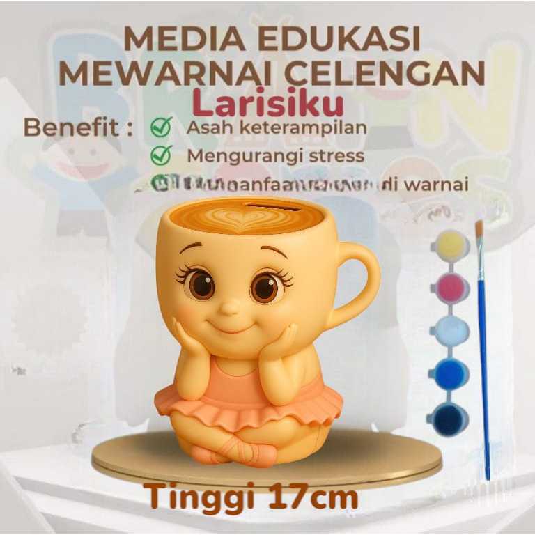 MEDIA LUKIS CELENGAN GYPSUM BALERINA CAPUCINA - CELENGAN LUKIS - CELENGAN GYPSUM - CELENGAN EDUKASI 