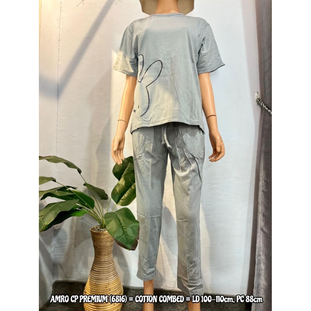 BABYDOLL AMRO PREMIUM CELANA PANJANG LENGAN PENDEK, LABEL PUTIH